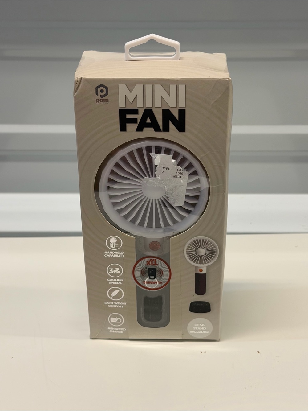 New POM Mini Portable Handheld Fan white Rechargeable 3 Speed
Cooling Desk Stand